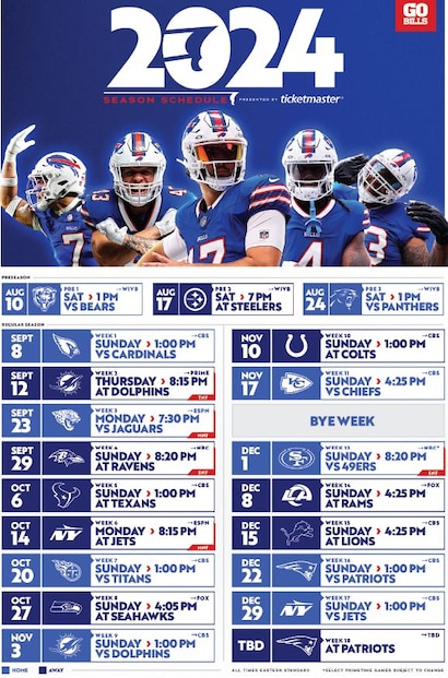 Buffalo bills football schedule discount
