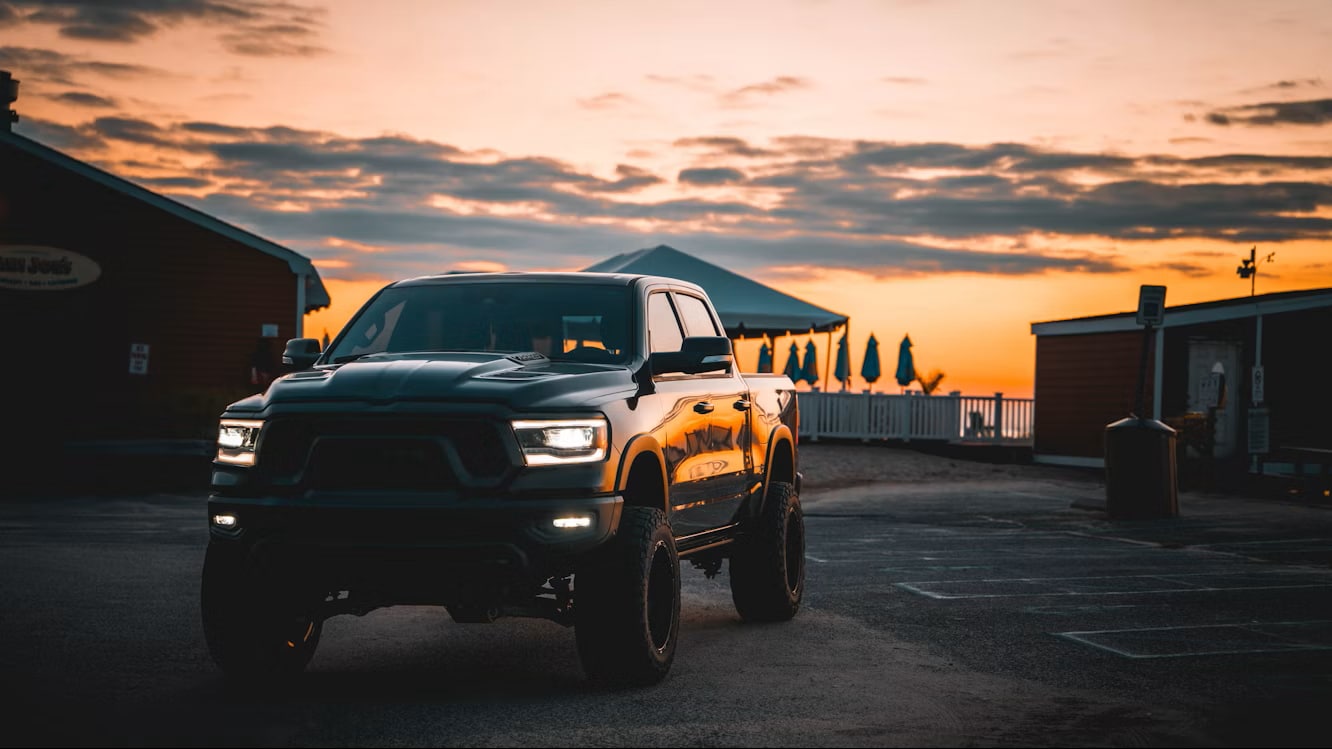 Lifted Truck Sunset Background