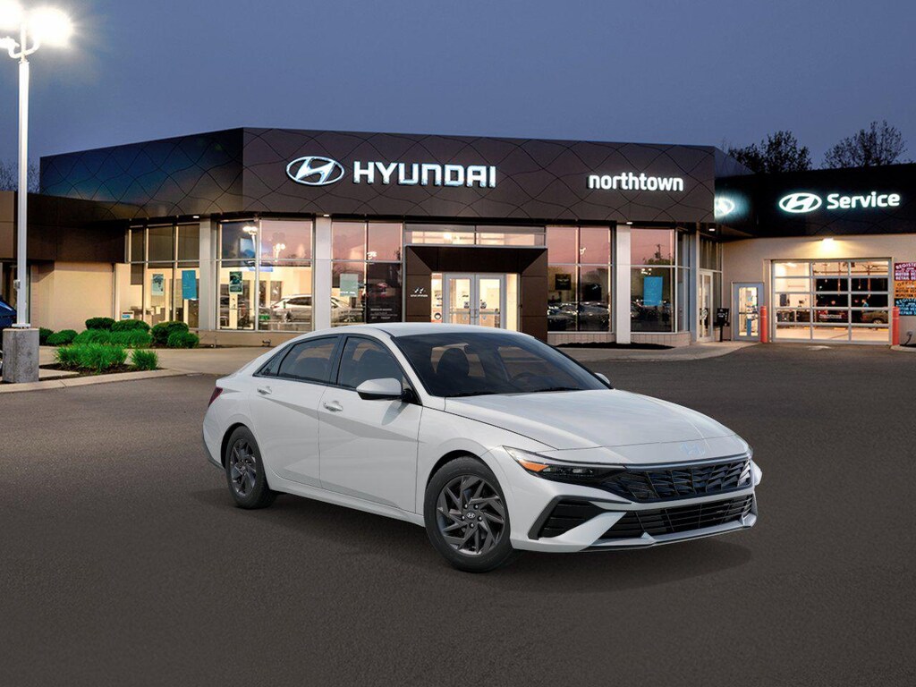 New 2026 Hyundai Elantra Hybrid Blue Sedan