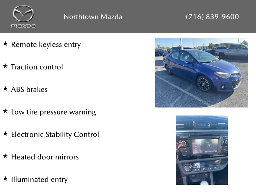 Used 2014 Toyota Corolla S with VIN 2T1BURHE9EC093079 for sale in Amherst, NY