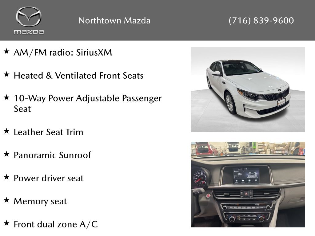 Used 2018 Kia Optima EX with VIN 5XXGU4L39JG225131 for sale in Amherst, NY