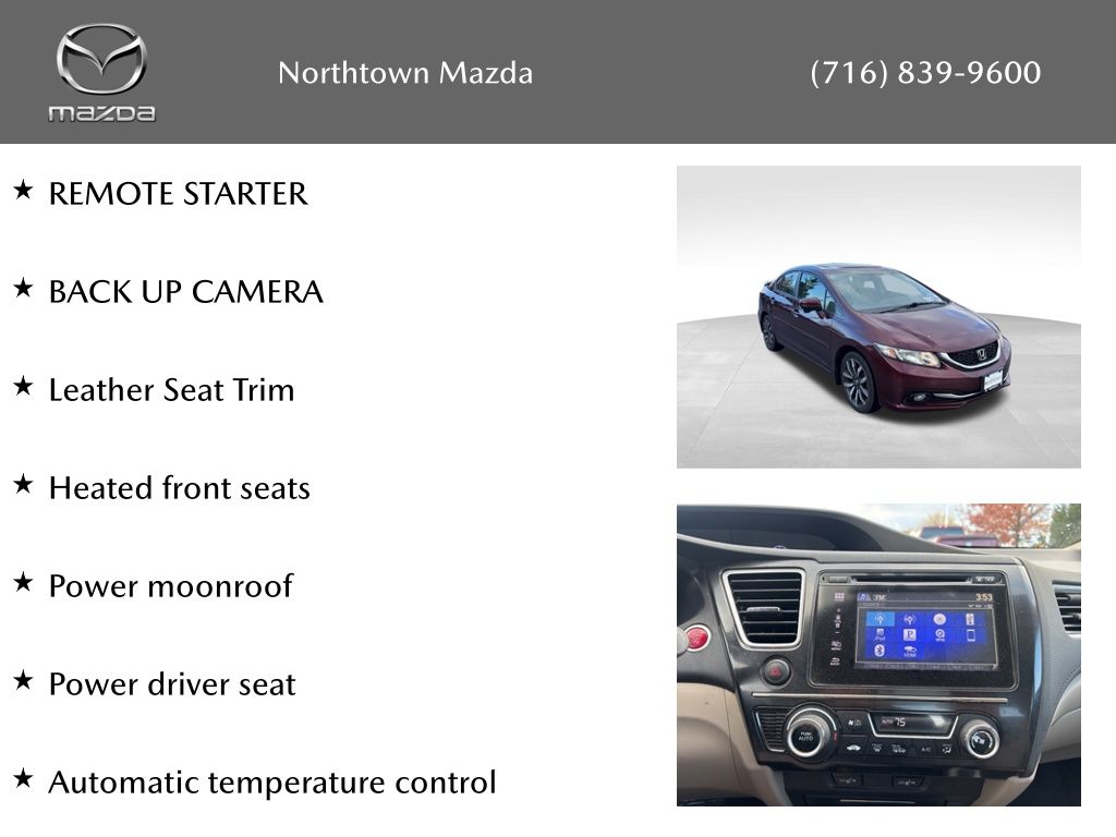 Used 2015 Honda Civic EX-L with VIN 19XFB2F94FE274341 for sale in Amherst, NY