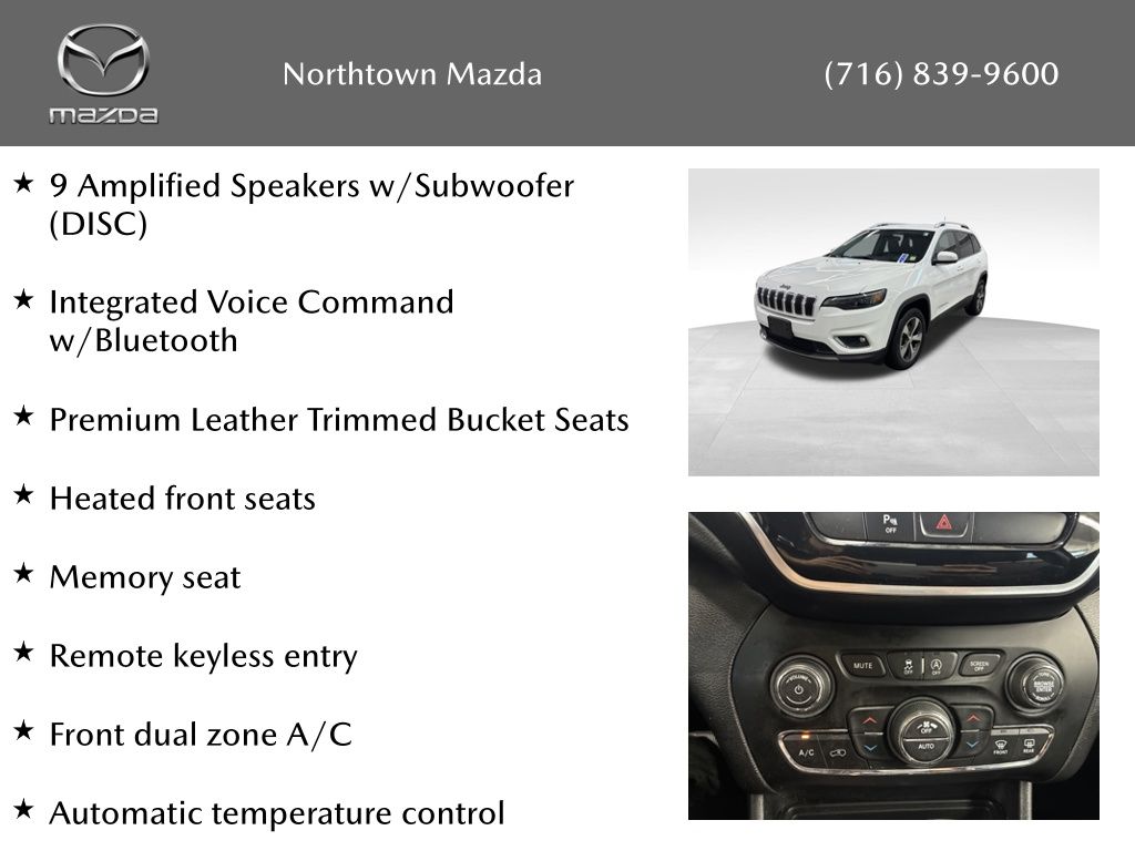 Used 2019 Jeep Cherokee Limited with VIN 1C4PJMDX5KD383228 for sale in Amherst, NY