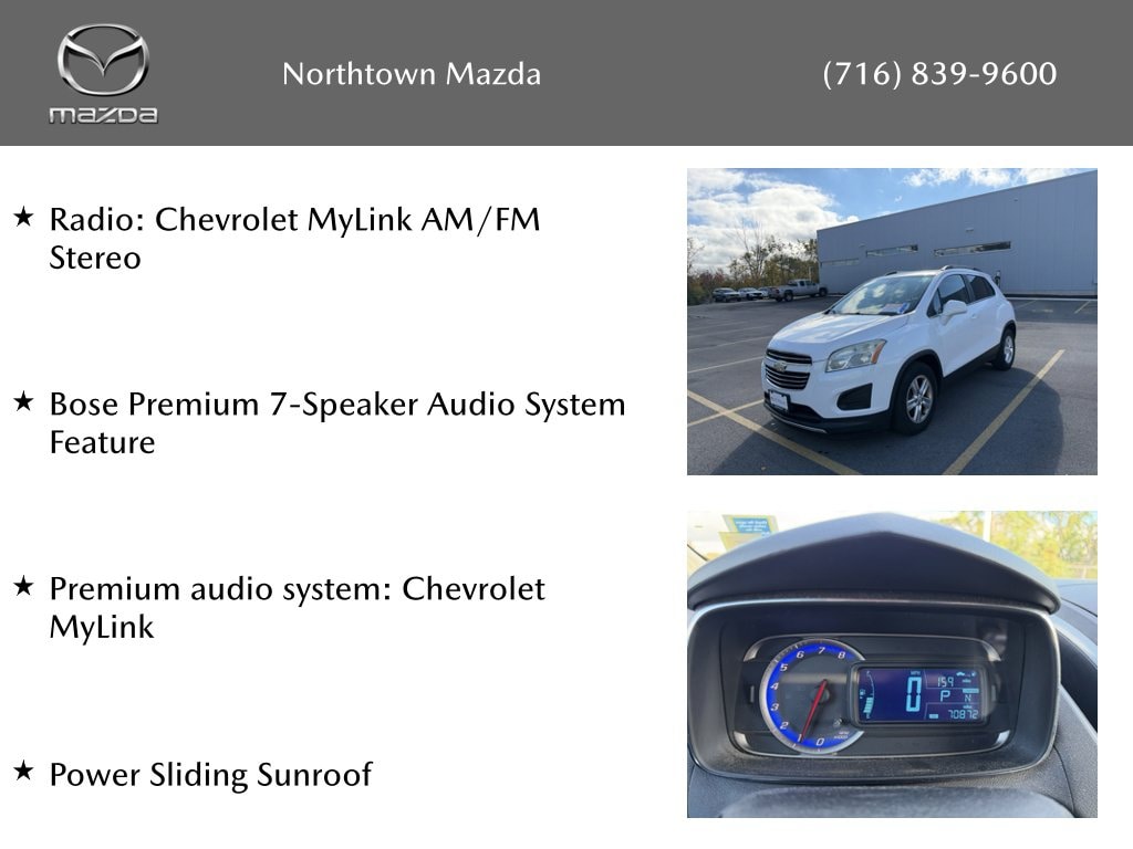 Used 2015 Chevrolet Trax LT with VIN 3GNCJLSB2FL236047 for sale in Amherst, NY