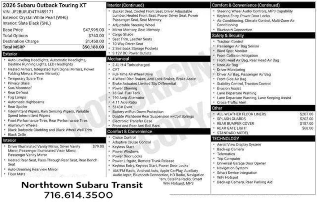 New 2026 Subaru Outback Touring XT SUV