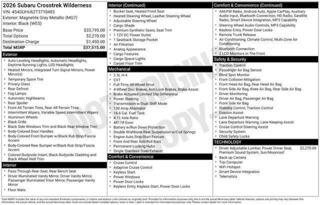New 2026 Subaru Crosstrek Wilderness SUV