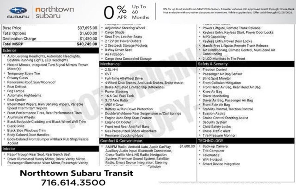 New 2026 Subaru Forester Limited SUV