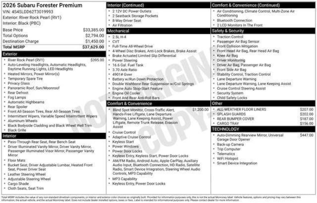 New 2026 Subaru Forester Premium SUV