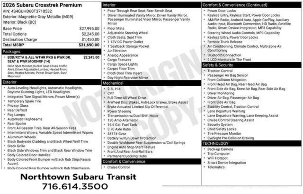 New 2026 Subaru Crosstrek Premium SUV
