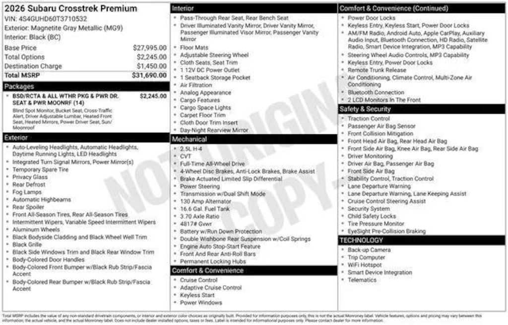 New 2026 Subaru Crosstrek Premium SUV
