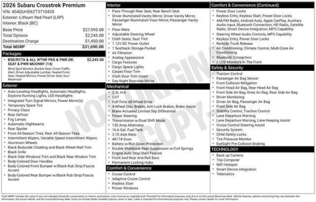 New 2026 Subaru Crosstrek Premium SUV
