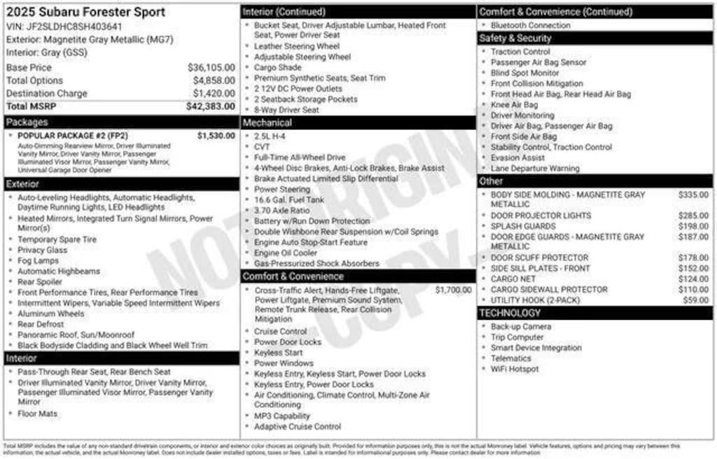 New 2025 Subaru Forester Sport SUV