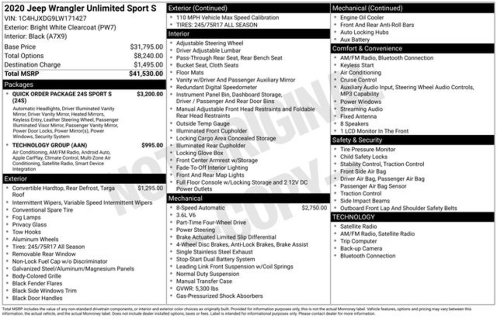 Certified 2020 Jeep Wrangler Unlimited Sport SUV