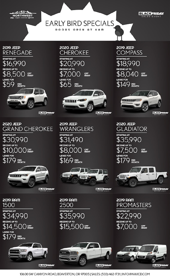 Northwest Chrysler Jeep Dodge >> Early Bird Specials At Beaverton S Northwest Jeep Ram Northwest Chrysler Jeep Dodge >> Early Bird Specials At Beaverton S Northwest Jeep Ram