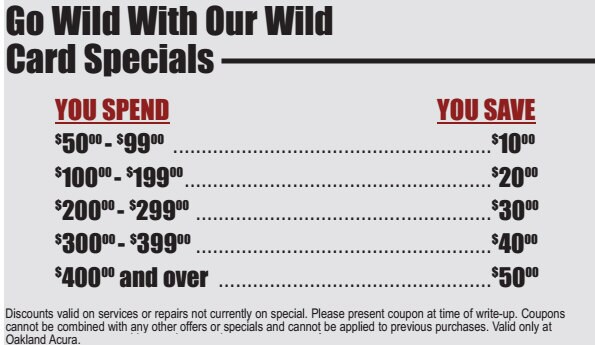 Service Specials Oakland Acura