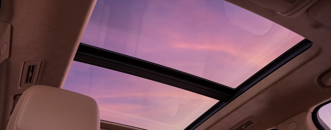 Sunroof in a 2025 Cadillac XT6 during a sunset
