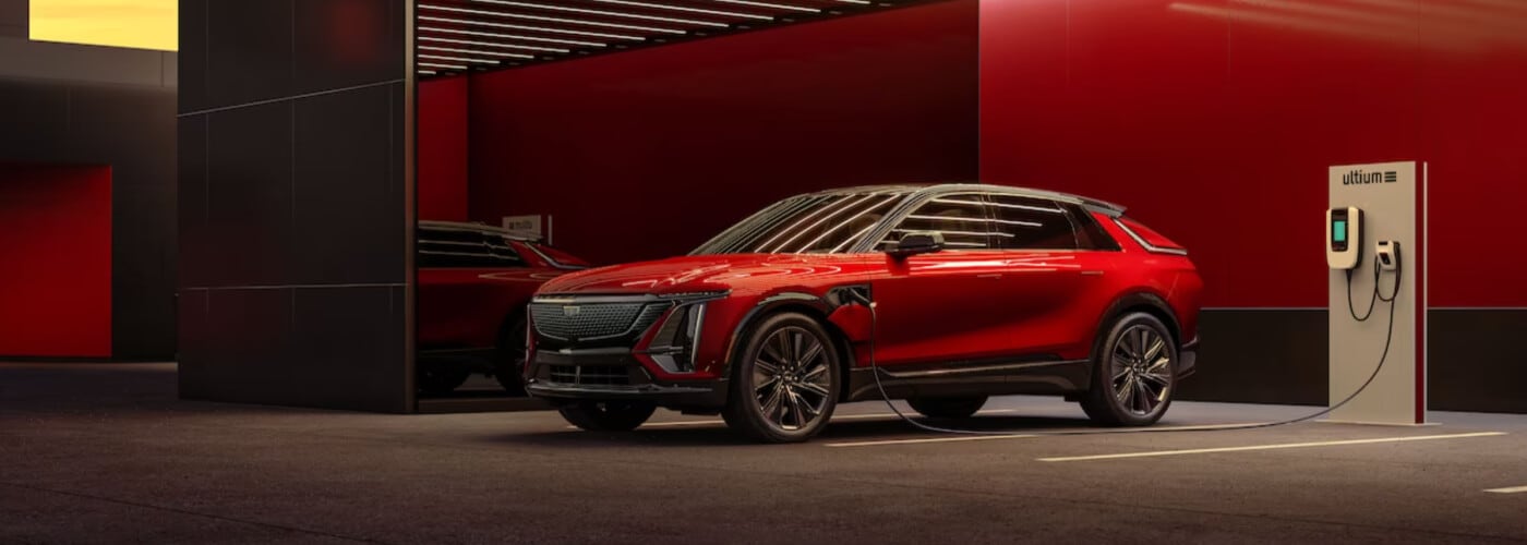 Cadillac LYRIQ electric SUV charging at Ocean Cadillac in Miami
