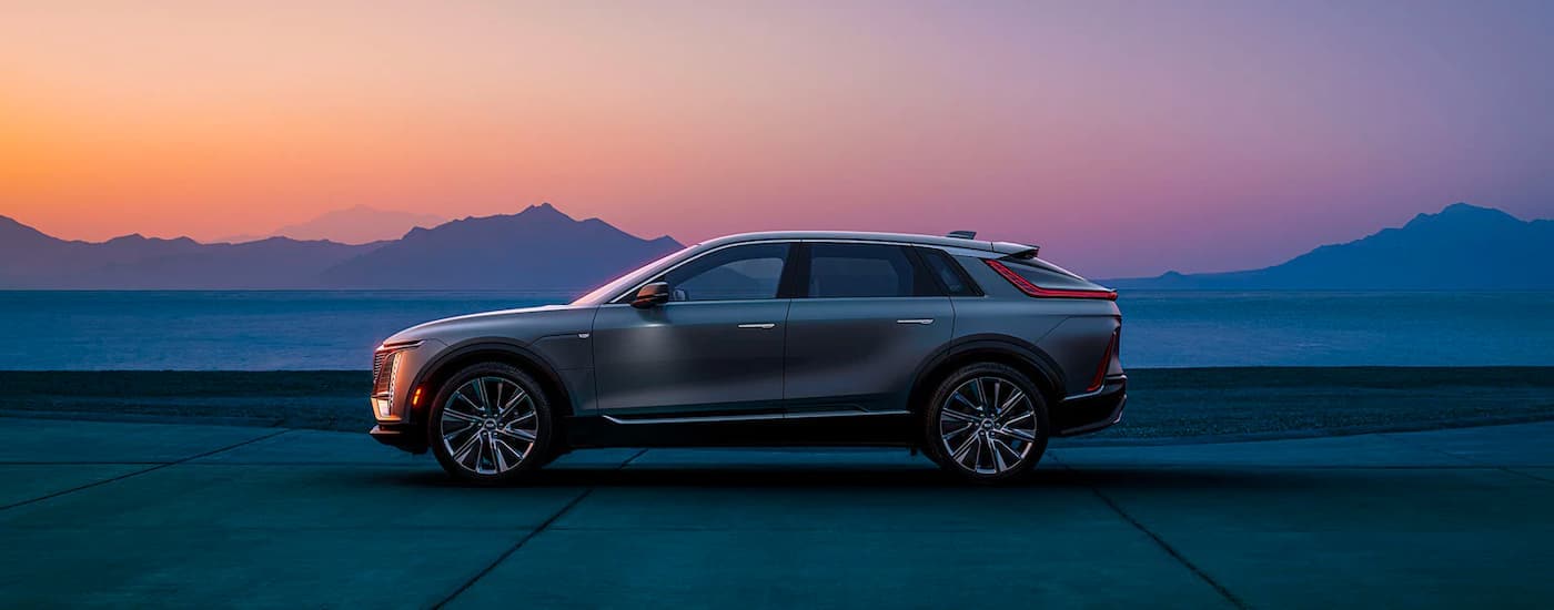 Side of a grey 2025 Cadillac LYRIQ.