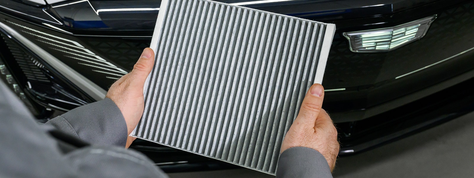 Engine and cabin air filter service on a Cadillac at Ocean Cadillac in Miami