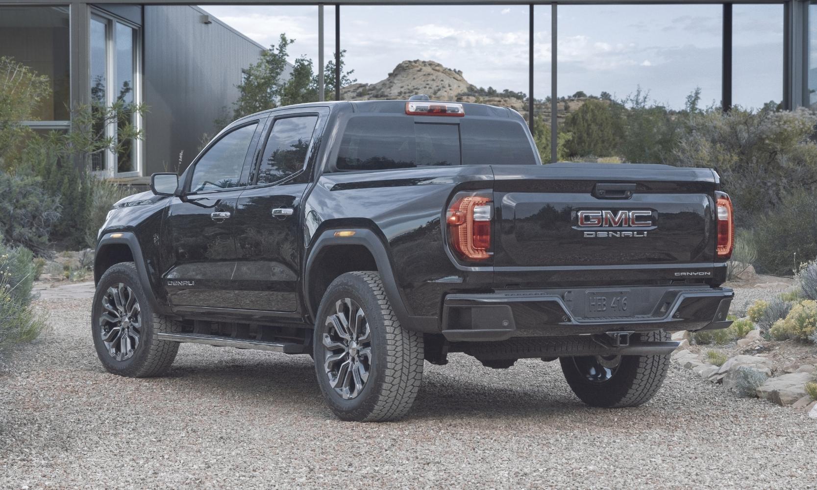 Rear exterior view of the Next Gen 2023 GMC Canyon Denali