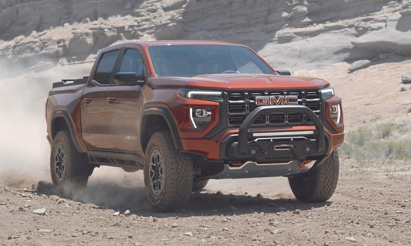 New 2023 GMC Canyon AT4X blazing down an offroad trail