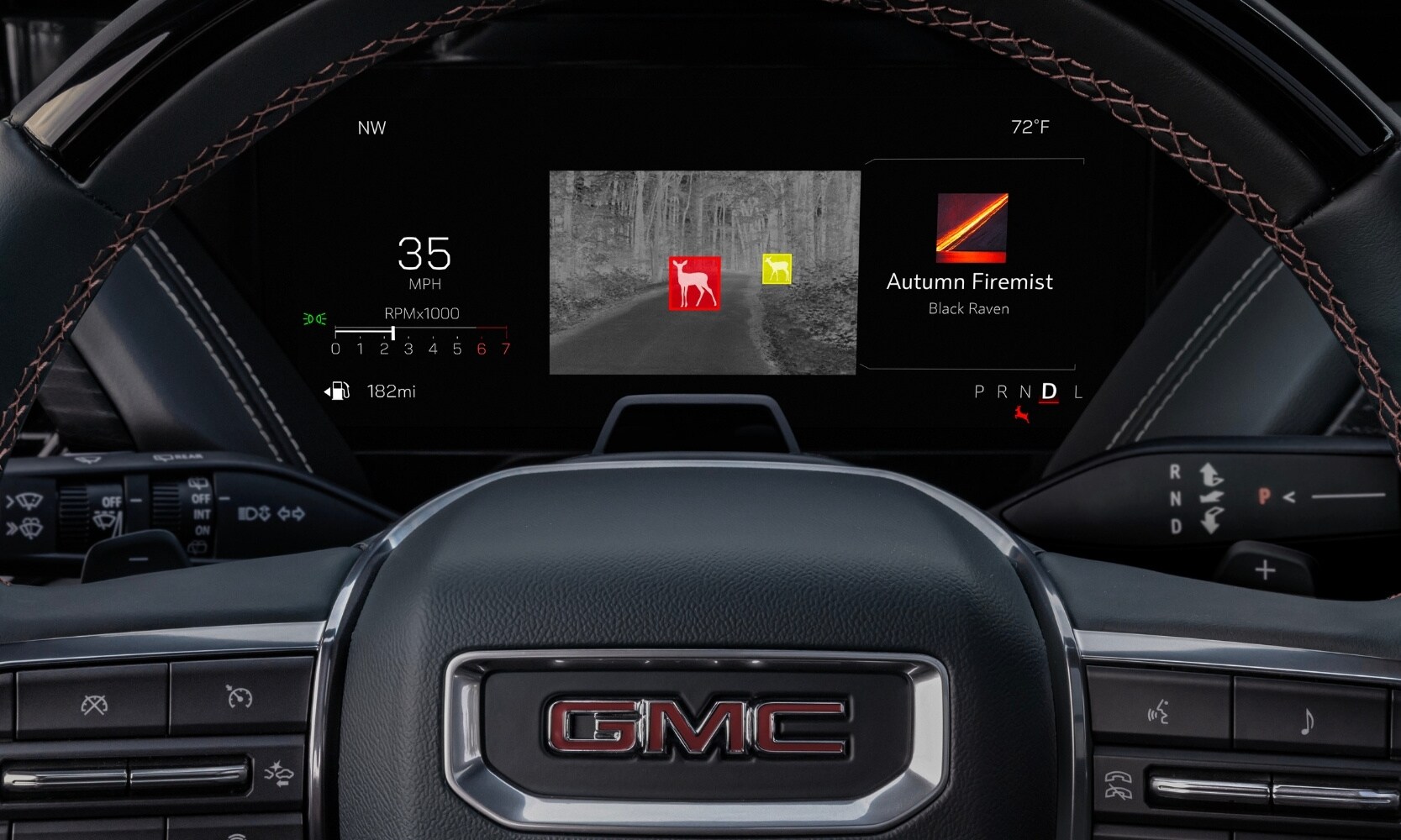 instrument display panel behind the steering wheel inside a 2025 GMC Yukon SUV