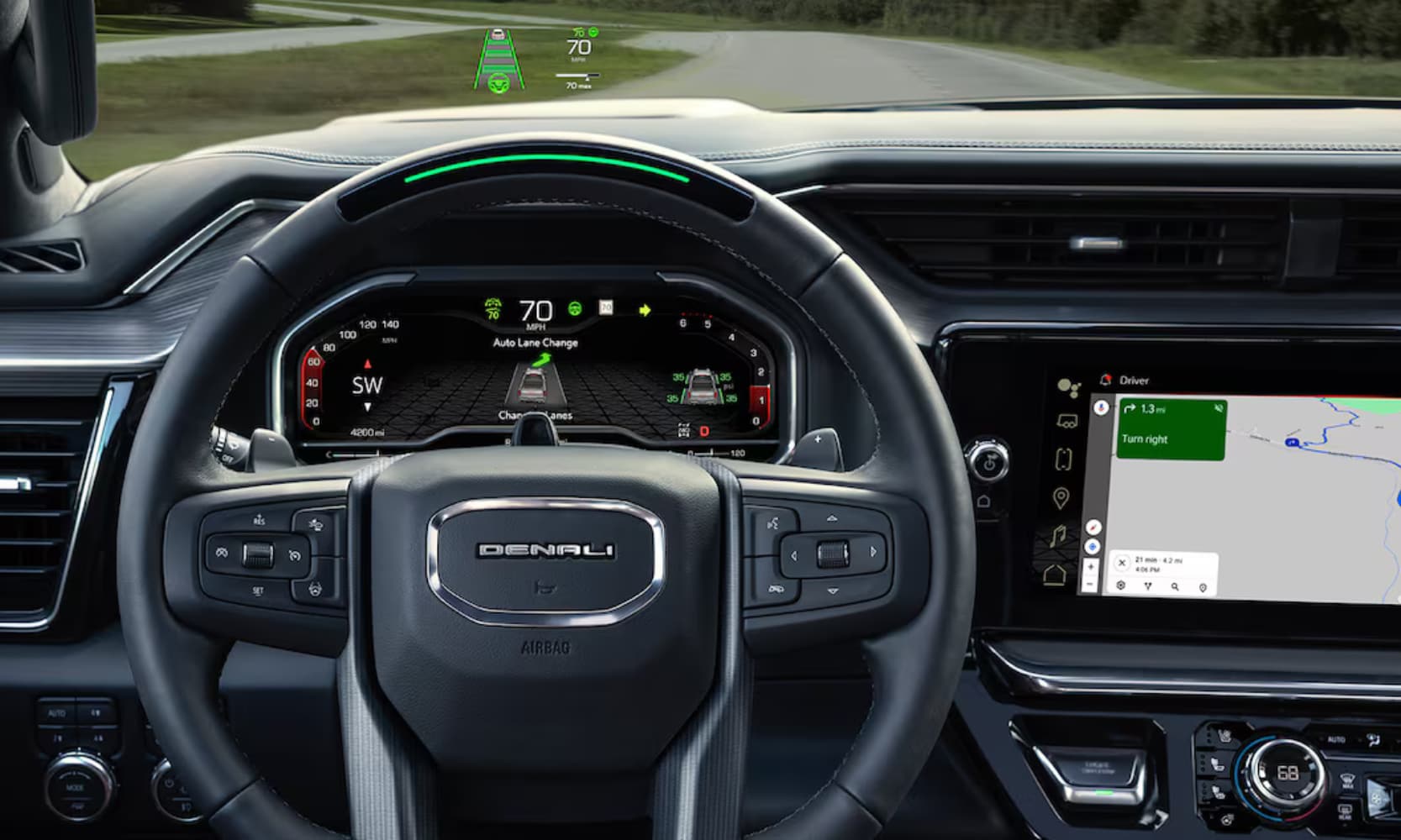 Close-up interior image of the 2025 GMC Sierra 1500 Super Cruise technology