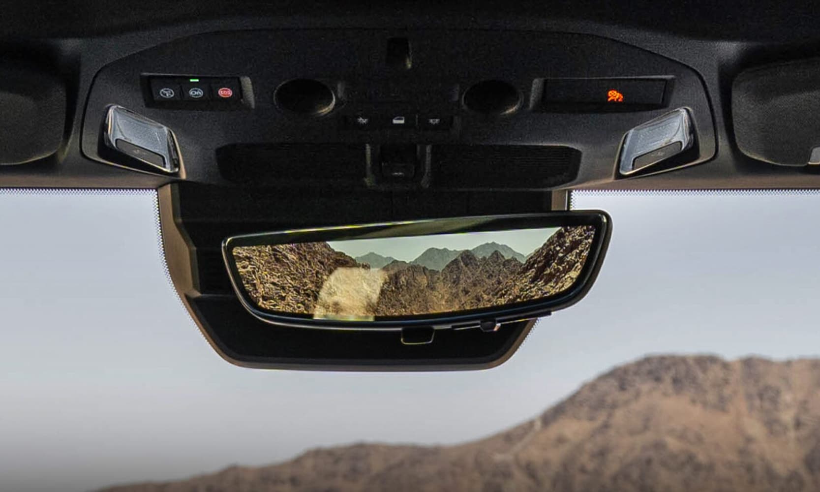 Image of the 2025 GMC Hummer EV Pickup Truck's rear camera mirror