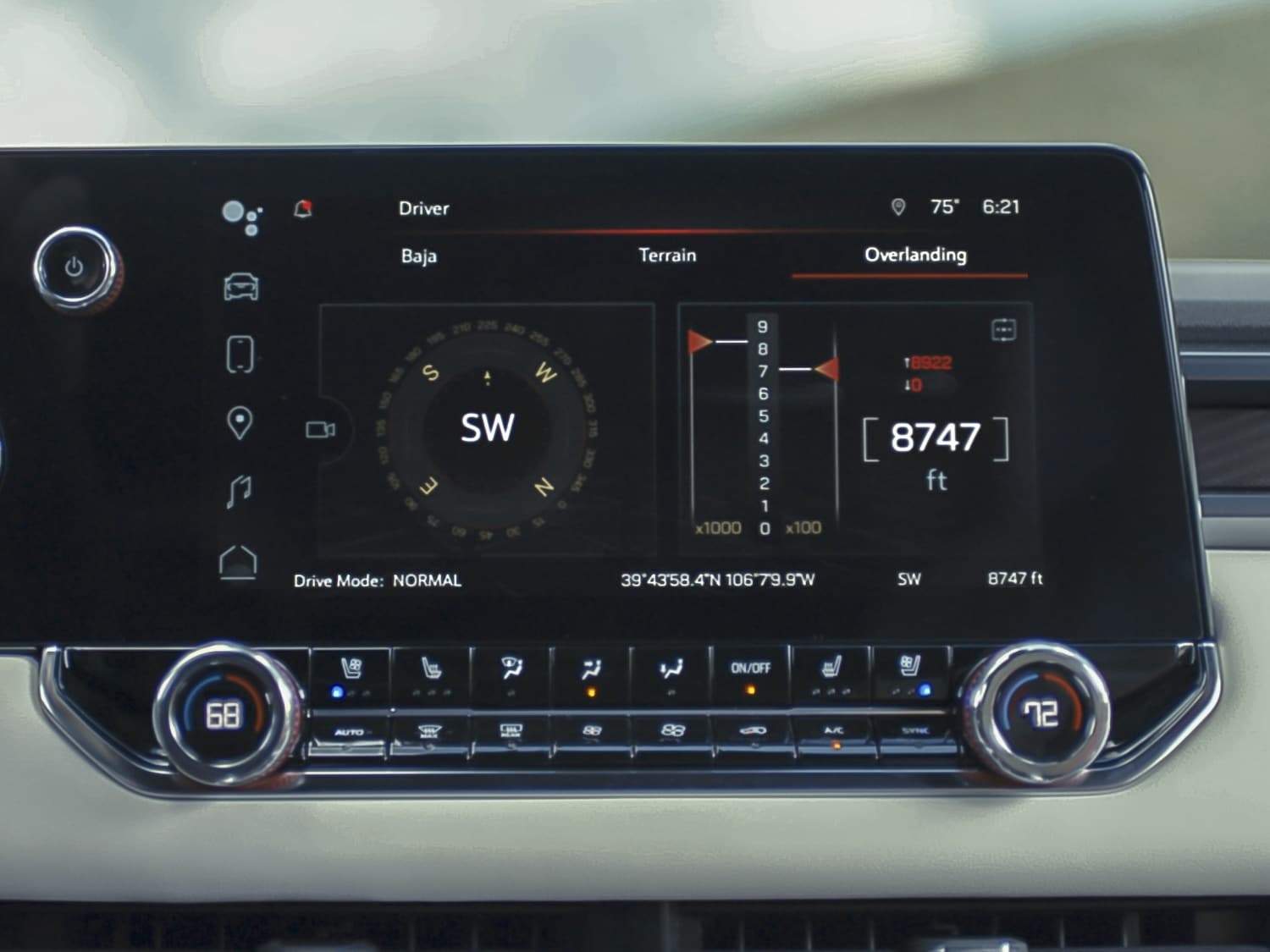 touchscreen interface inside the 2025 GMC Canyon interior