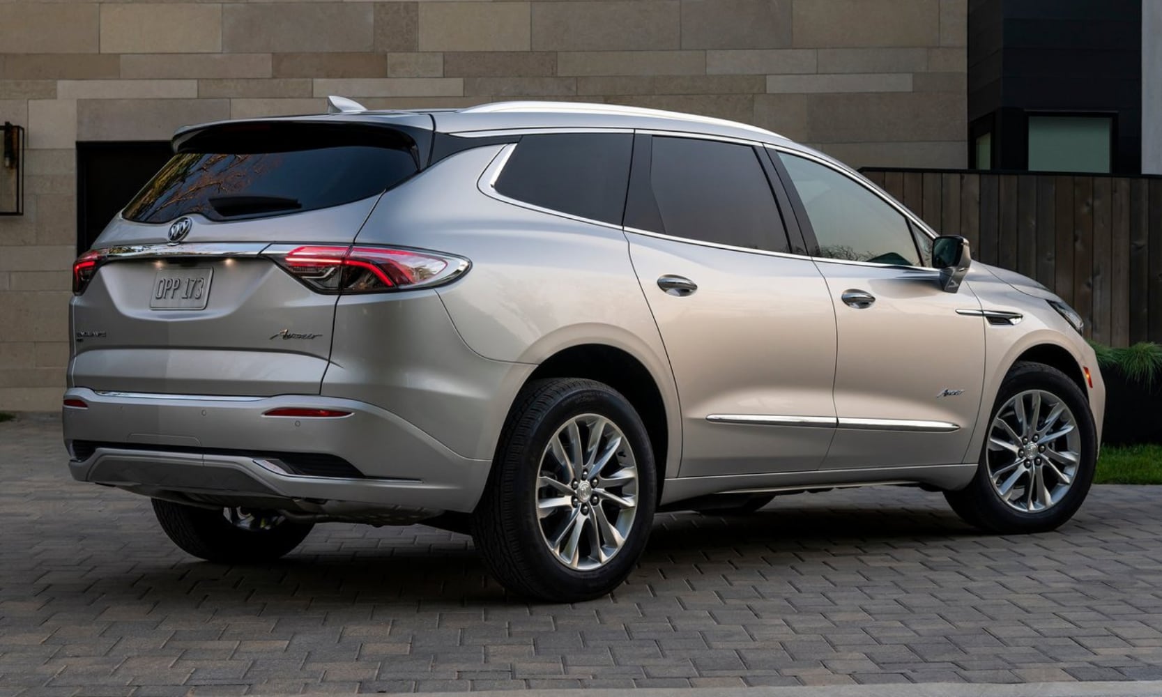 Rear exterior view of the 2022 Buick Enclave Avenir luxury SUV