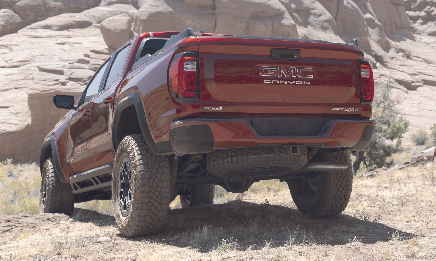Rear exterior view of the all-new 2023 GMC Canyon AT4X truck