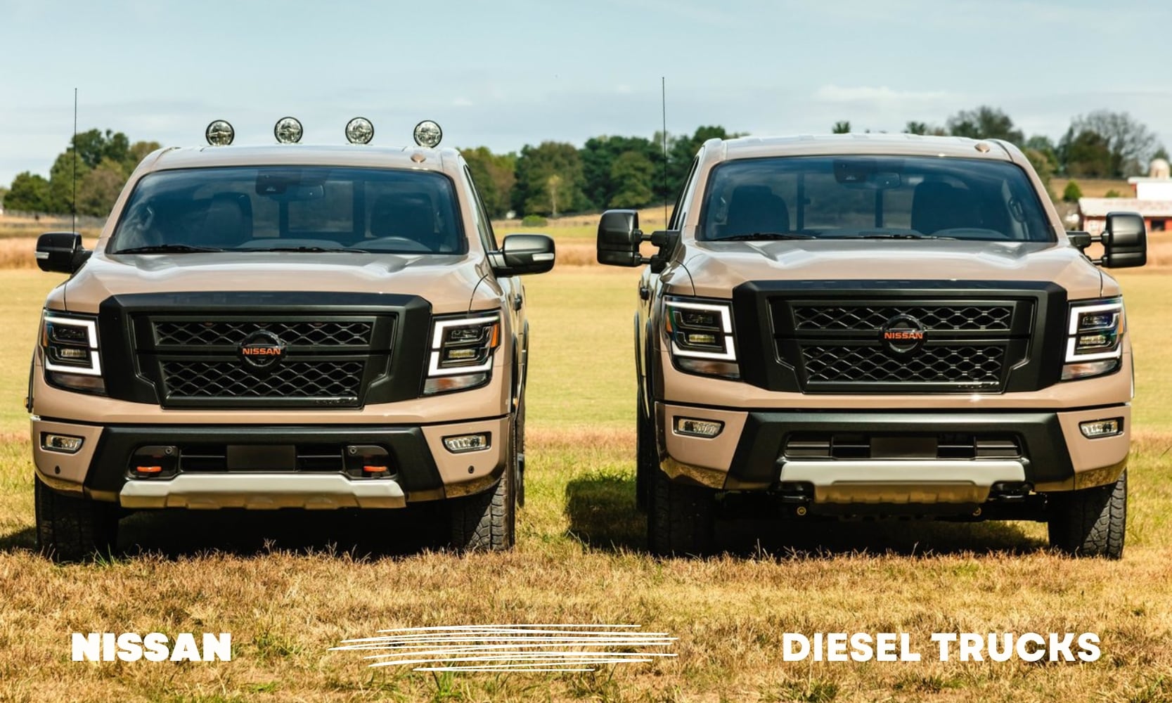 Nissan Titan diesel truck with the words Nissan Diesel trucks overlay on the image