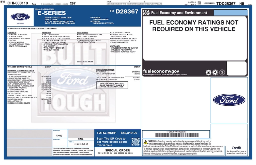 New 2026 Ford E-450 Cutaway Base Cab/Chassis