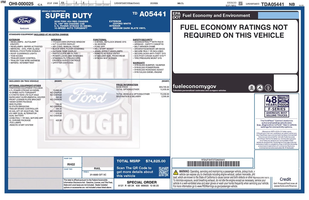 New 2026 Ford F-550 Chassis XL Chassis
