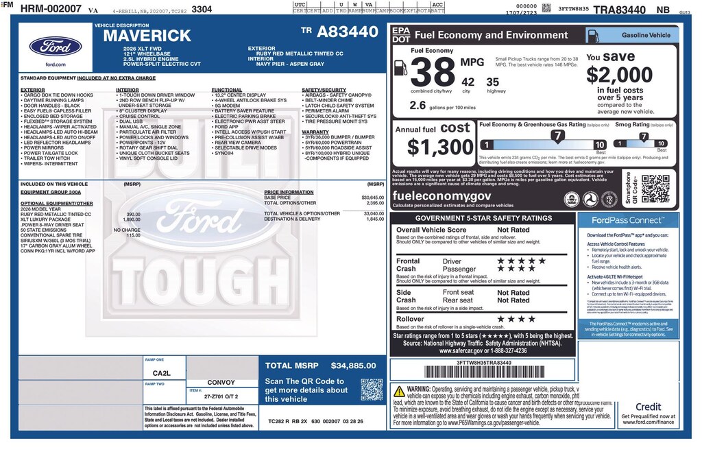 New 2026 Ford Maverick XLT Truck