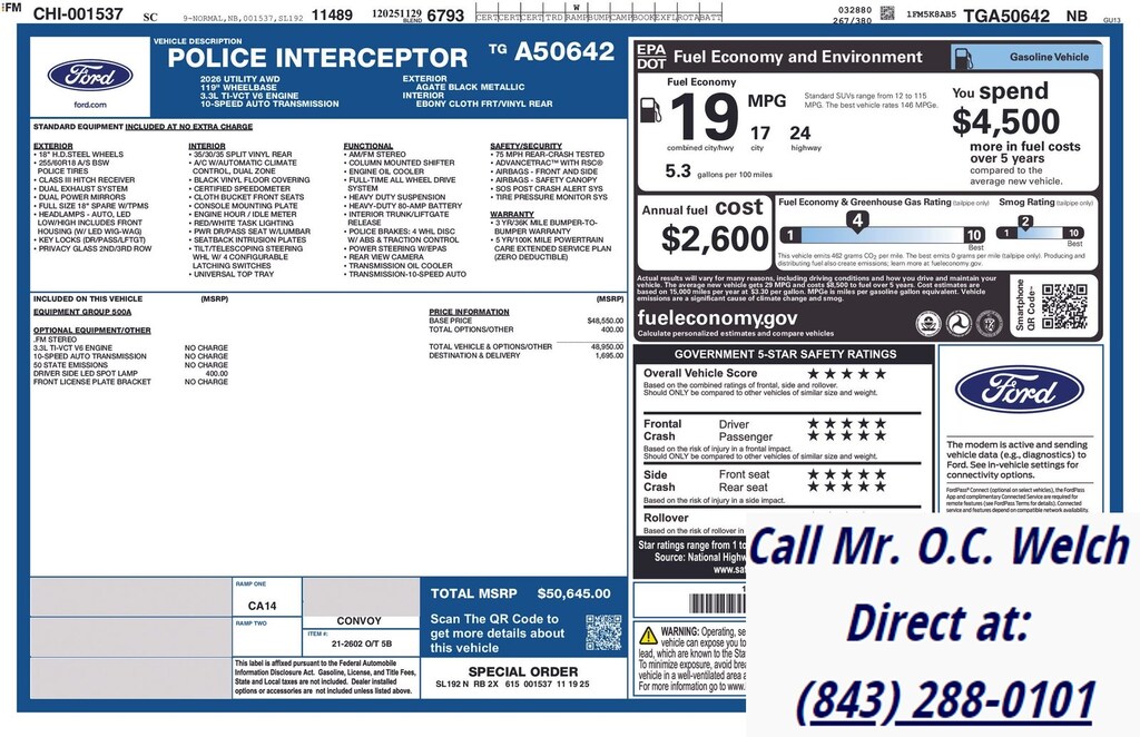 New 2026 Ford Police Interceptor Utility Base SUV