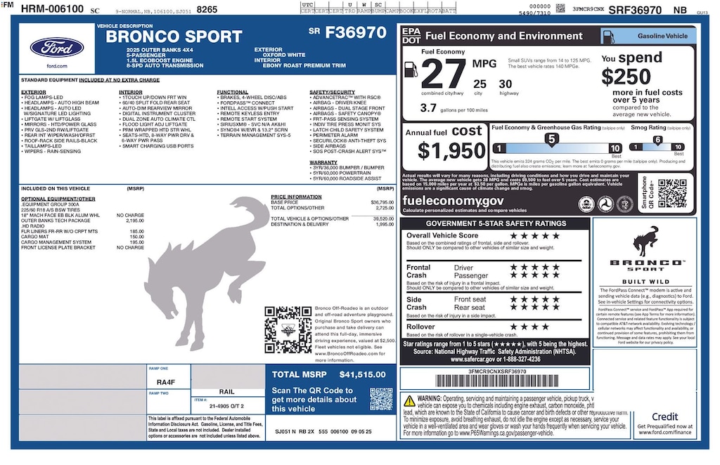 New 2025 Ford Bronco Sport Outer Banks SUV