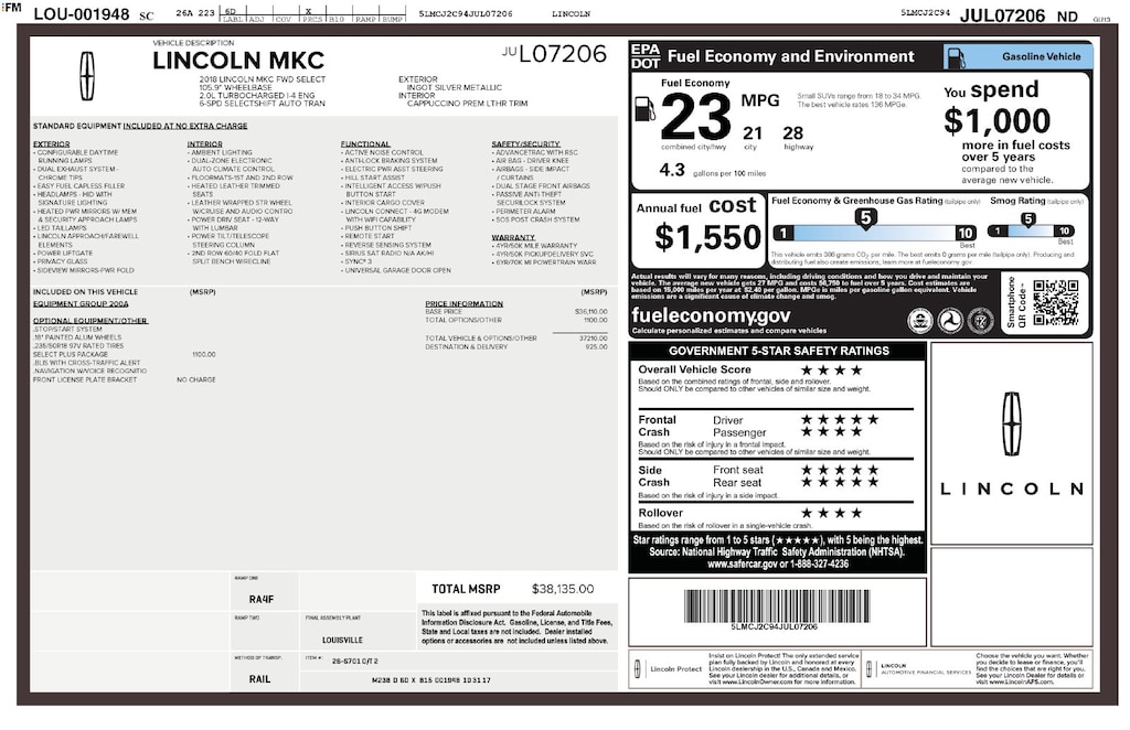 Certified 2018 Lincoln MKC Select SUV