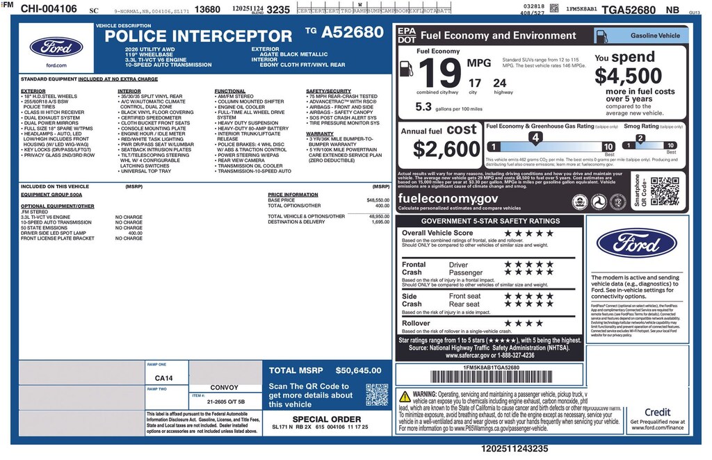New 2026 Ford Police Interceptor Utility Base SUV