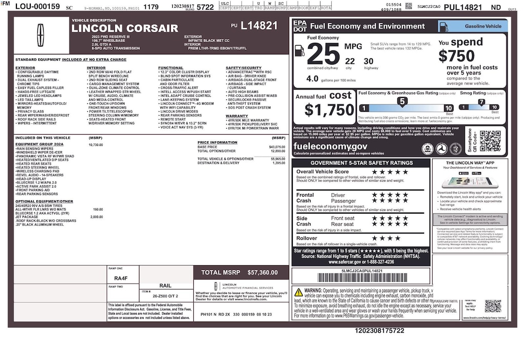 Certified 2023 Lincoln Corsair Reserve SUV