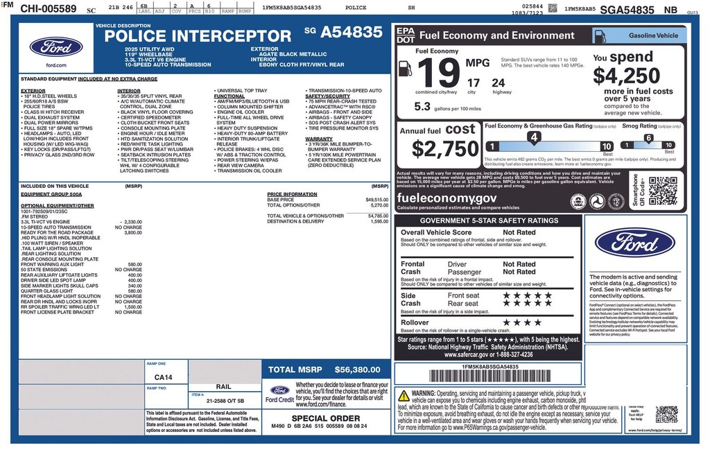 New 2025 Ford Police Interceptor Utility Base SUV