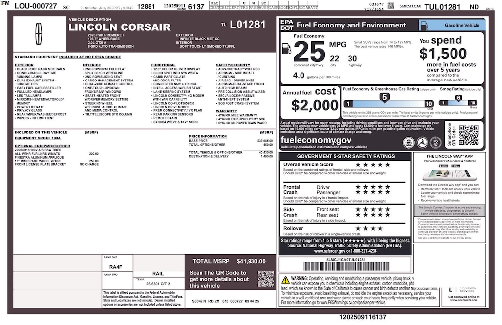 Used 2026 Lincoln Corsair Premiere SUV