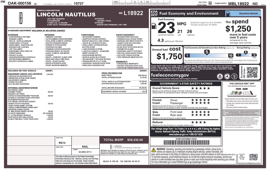 Used 2021 Lincoln Nautilus Reserve SUV