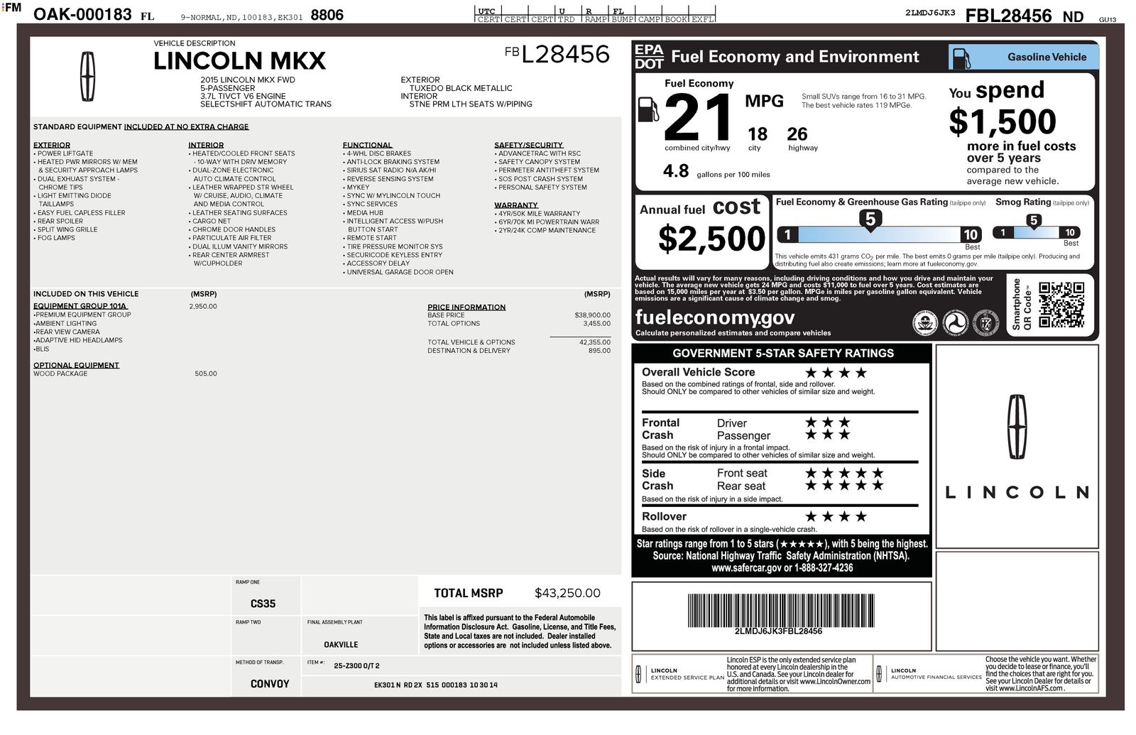 2015 Lincoln MKX Base