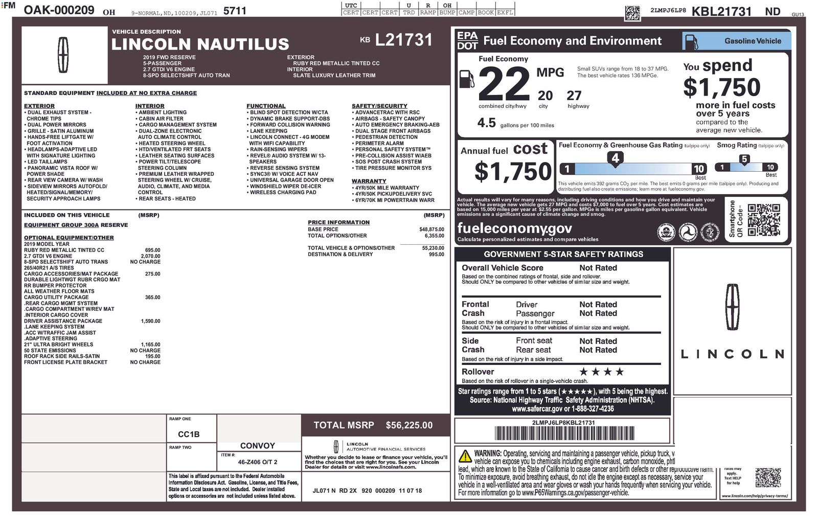 2019 Lincoln Nautilus Reserve