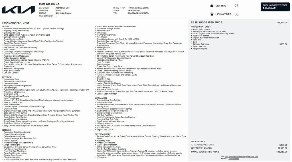 2025 Kia K5 EX's photo