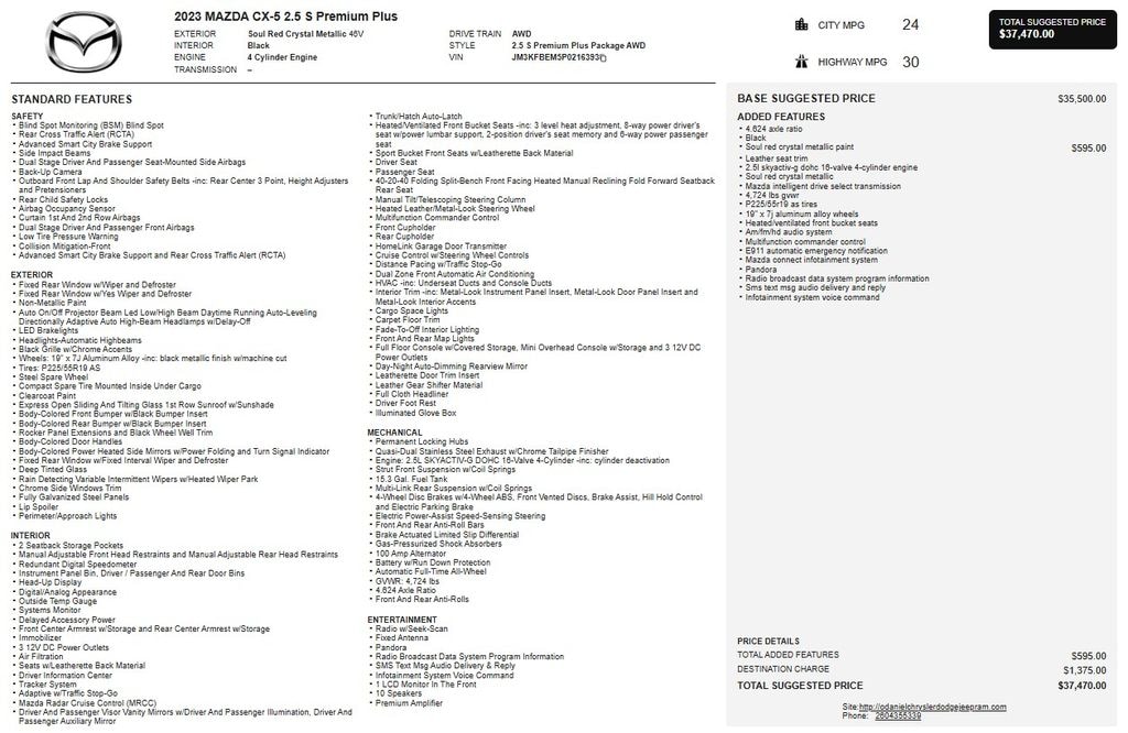 Used 2023 Mazda CX-5 2.5 S Premium Plus Package SUV