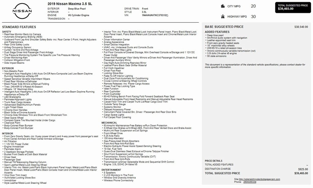 2019 Nissan Maxima
