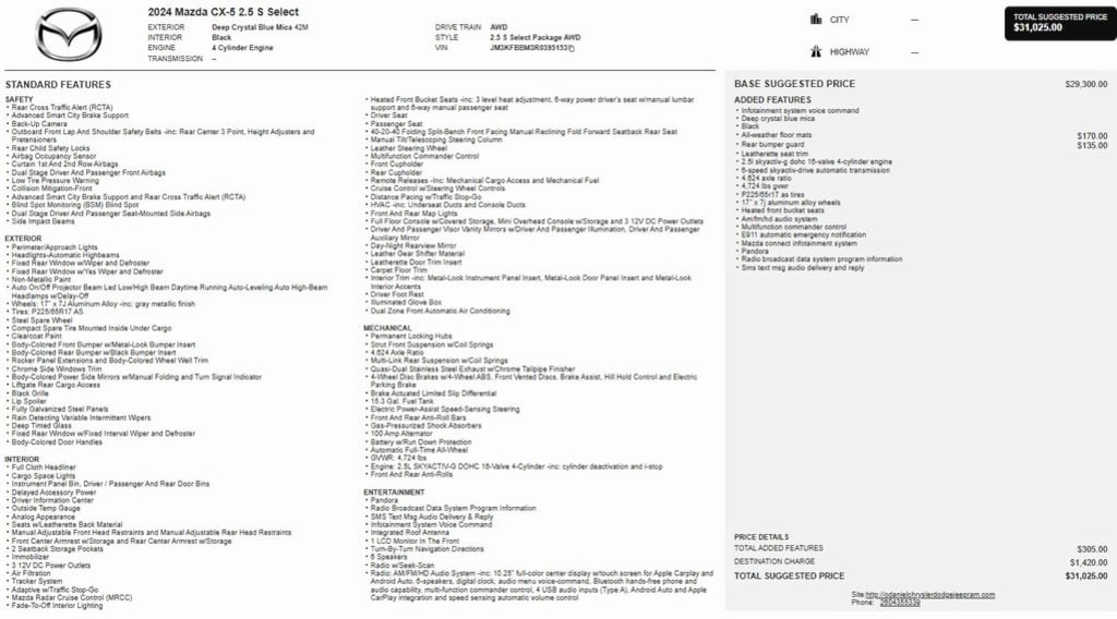 Used 2024 Mazda CX-5 2.5 S Select Package SUV