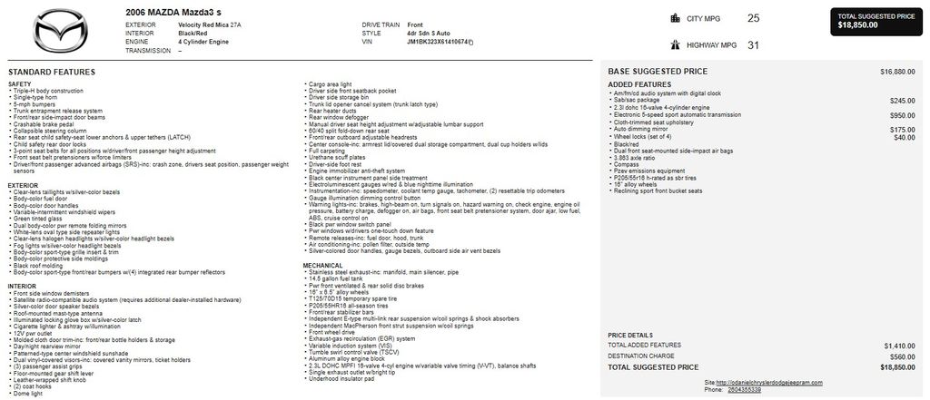 2006 Mazda MAZDA3 S